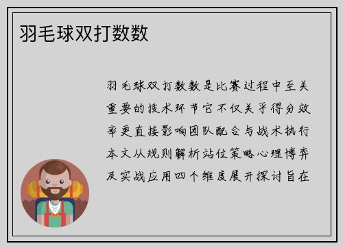 羽毛球双打数数